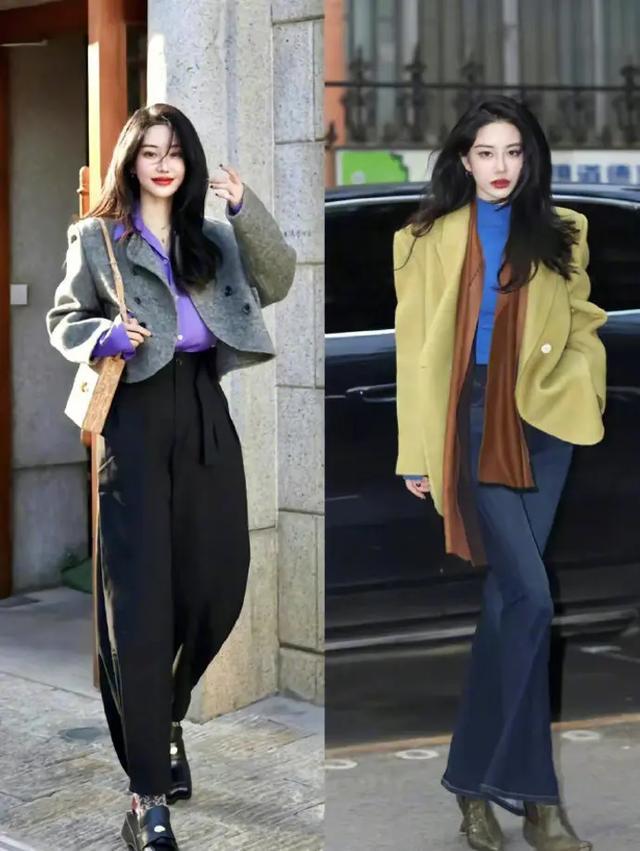 衣搭配阔腿裤和牛仔裤就能搭配高级感开元棋牌网站秋冬季就该这么打扮：毛(图9)