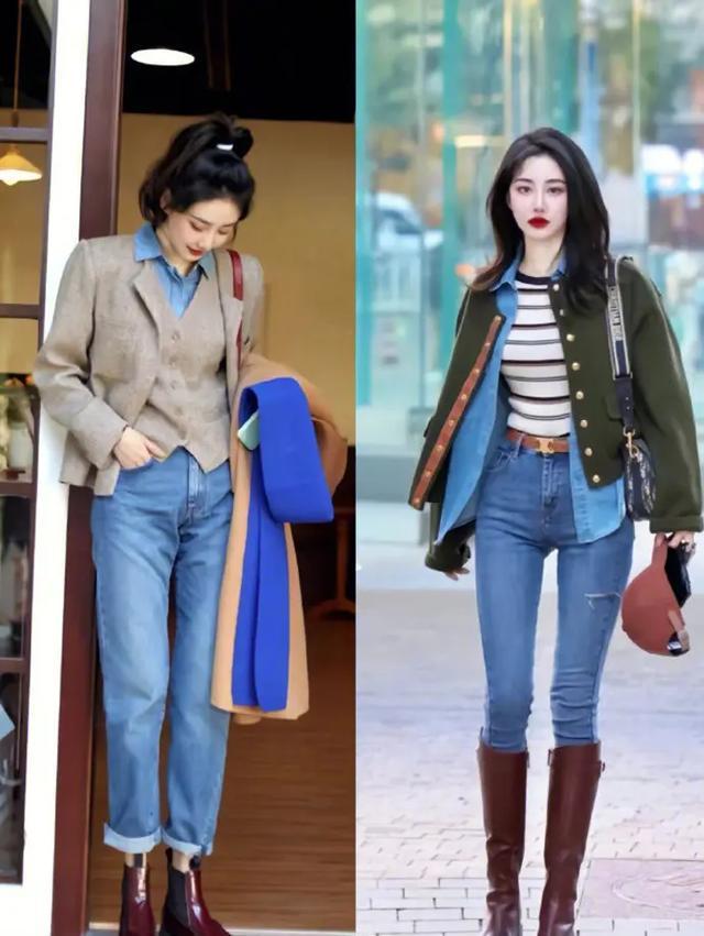 衣搭配阔腿裤和牛仔裤就能搭配高级感开元棋牌网站秋冬季就该这么打扮：毛(图10)
